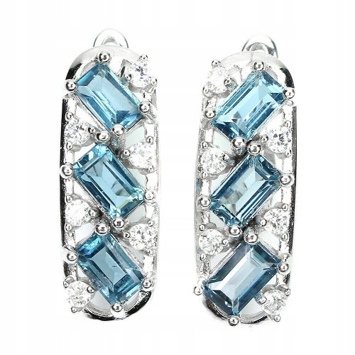 4 Srebrne kolczyki naturalne topazy london piękne