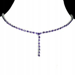 925 Srebro piękny naszyjnik naturalne ametysty